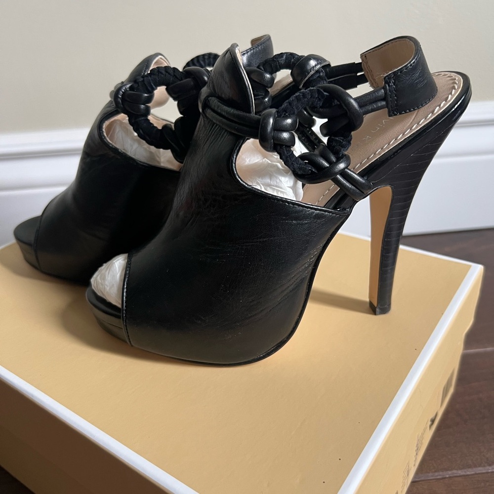 Calvin Klein black leather heels
